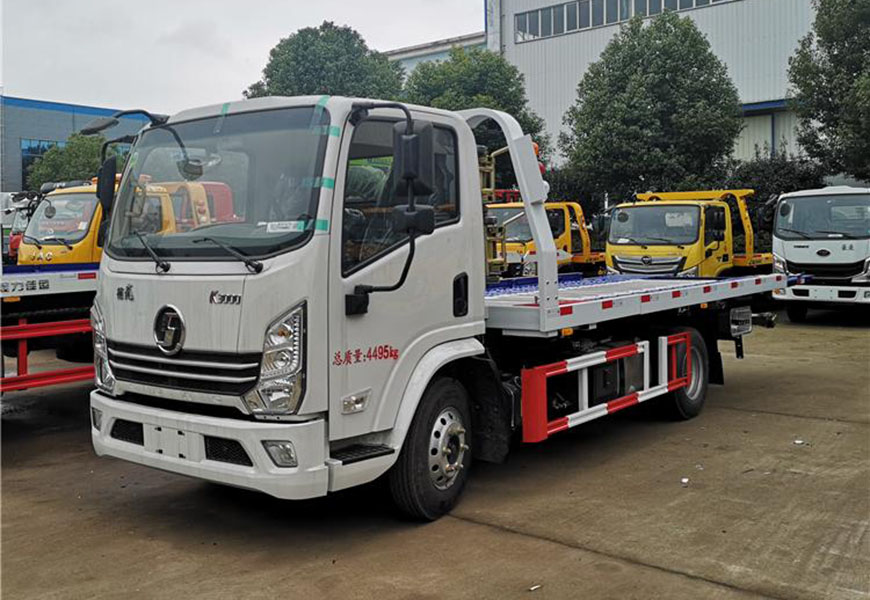 國(guó)六藍(lán)牌德龍一拖二平板清障車